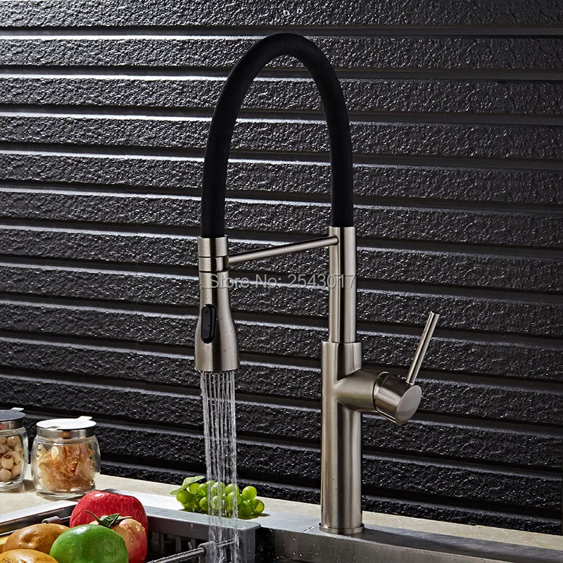 GIZERO Роскошный кухонный вытяжной кран матовый никель готовые гибкие смесители с