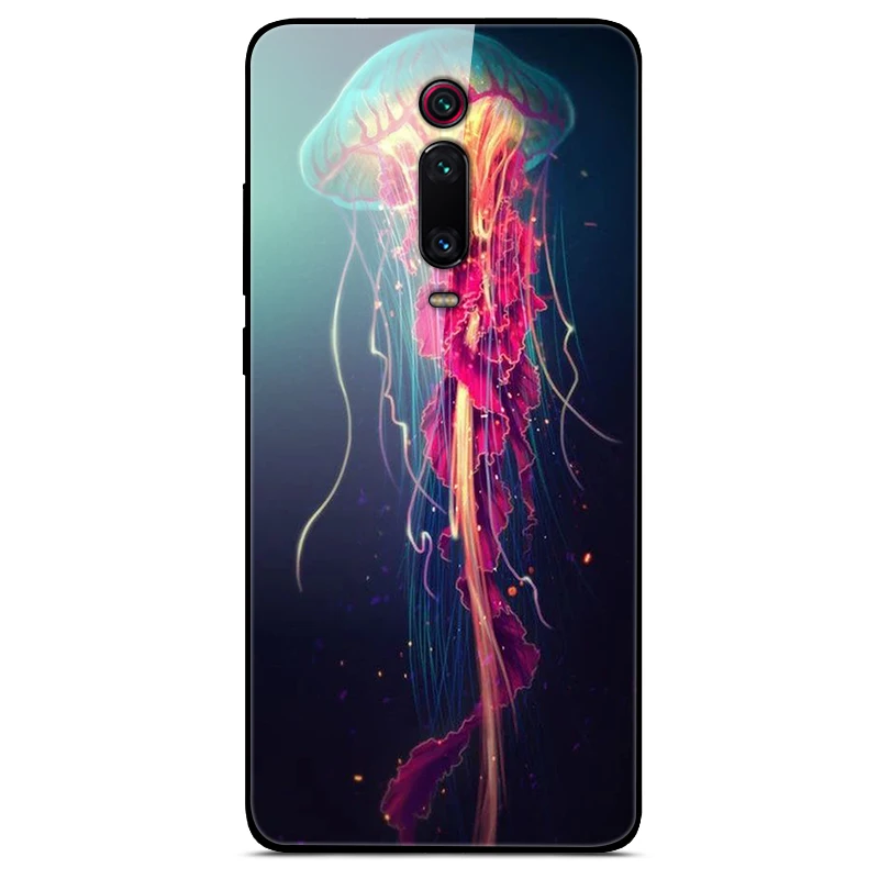 Чехол для Xiaomi Redmi K20 жесткий чехол с закаленным окрашенным стеклом задний бампер