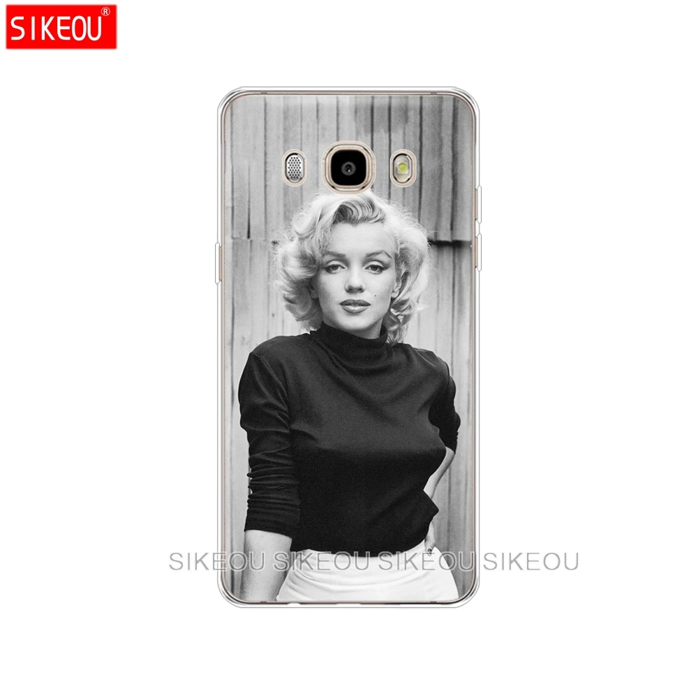 Силиконовый чехол для телефона Samsung Galaxy J1 J2 J3 J5 J7 MINI 2016 2015 prime Marilyn Monroe с кошкой |