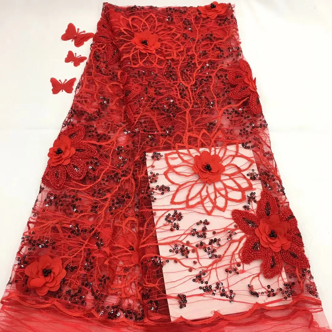 

High Quality Lace Fabric Apliques Bridal Lace, Latest French Lace fFabric In Peach, 3D Flower Lace Wedding Dresses RF167
