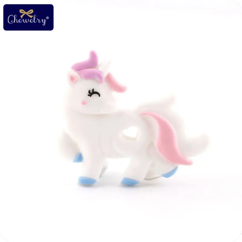 Light Pink Unicorn 1 шт. Единорог детский Силиконовый грызунок BPA бесплатно грызунок новорожденных Прорезывания Зубов Ожерелье, подвеска, аксессуар DIY соски, цепи игрушки - Цвет: Light Pink Unicorn