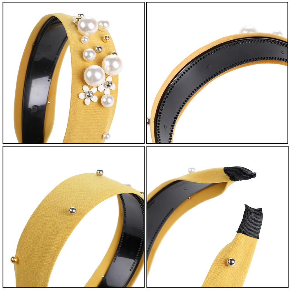 Ободки для волос с неровным жемчугом и цветочным узором Белые ободки