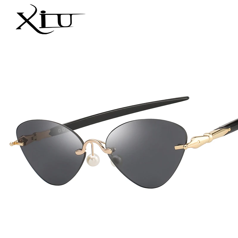 Солнцезащитные очки XIU без оправы UV400 для мужчин и женщин небольшие овальные