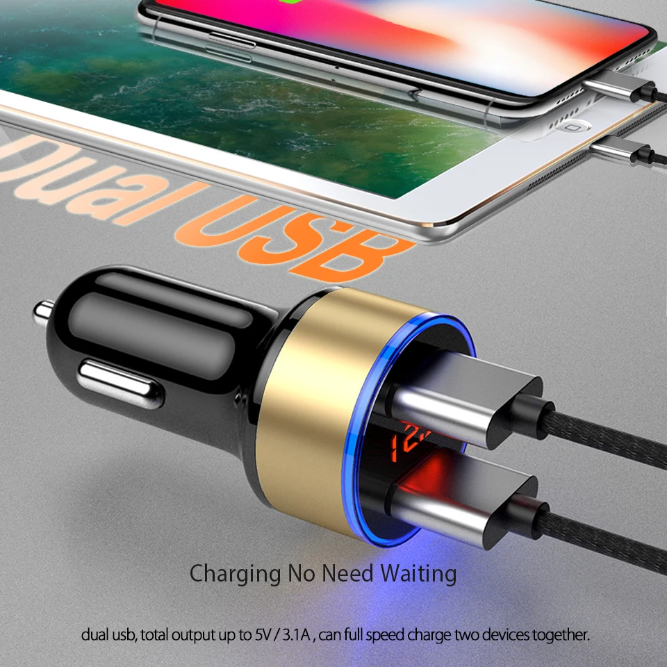 Обновление двойное автомобильное usb устройство для зарядки телефона цифровой