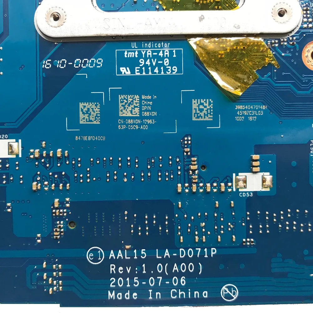Оригинальная материнская плата SZWXZY для ноутбука DELL 5559 с I3 6100U DDR3 CN 088XGN 88XGN LA D071P 100%