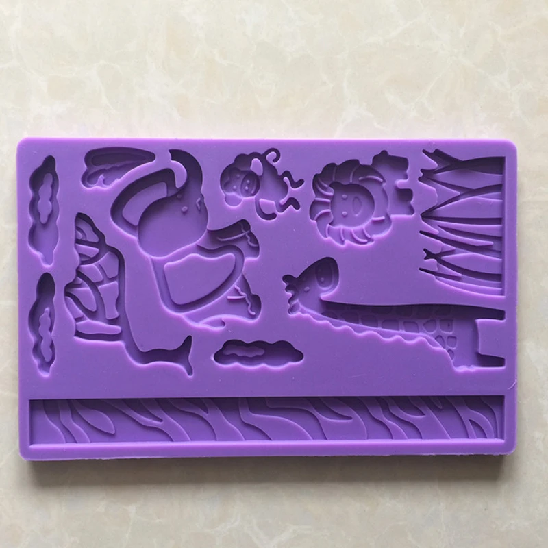3D кружевная силиконовая форма для тиснения в виде зоопарка пирожных с животными