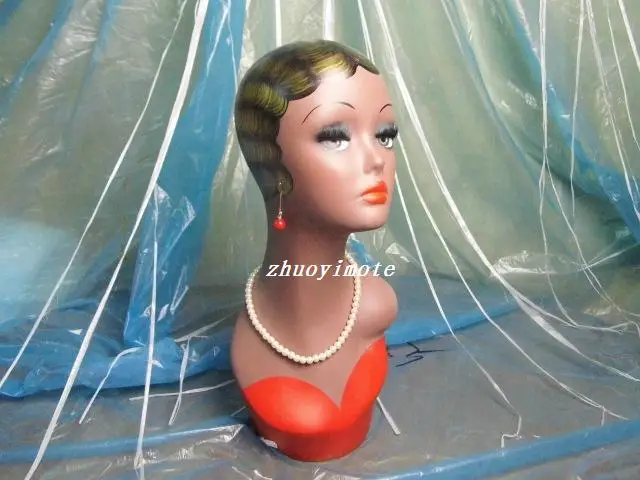 Высококачественная винтажная Женская Манекен голова из стекловолокна головной
