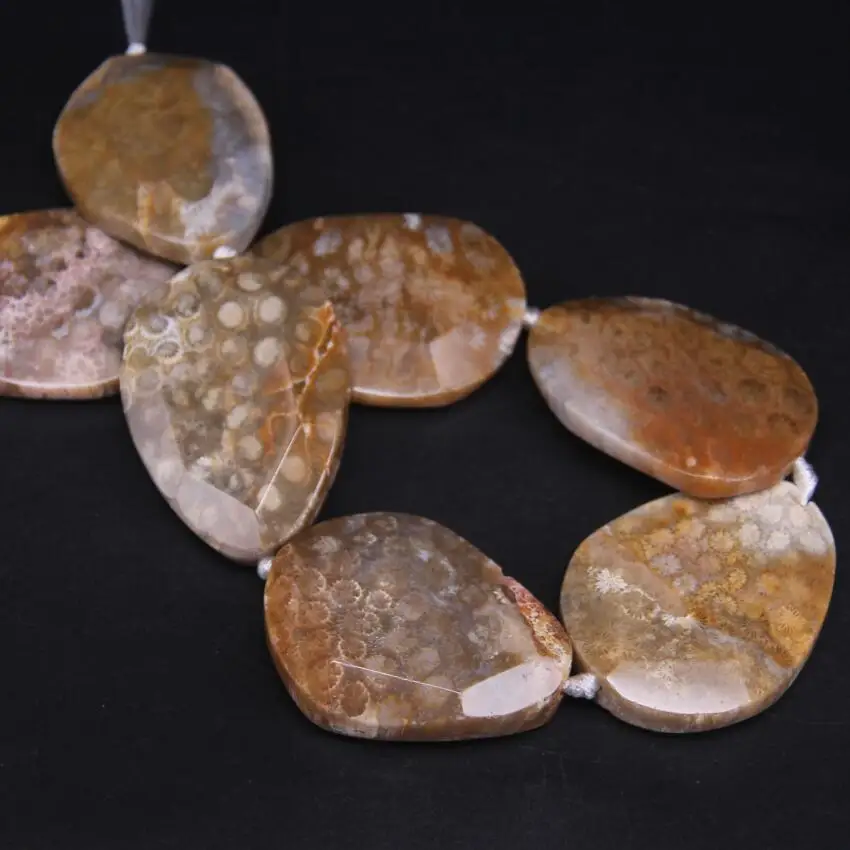 7-8PCS/strand Large Size Faceted Yellow Coral Jades Slab Nugget Beads Chrysanthemum Stone Agates Slice Pendants Jewelry Making | Украшения