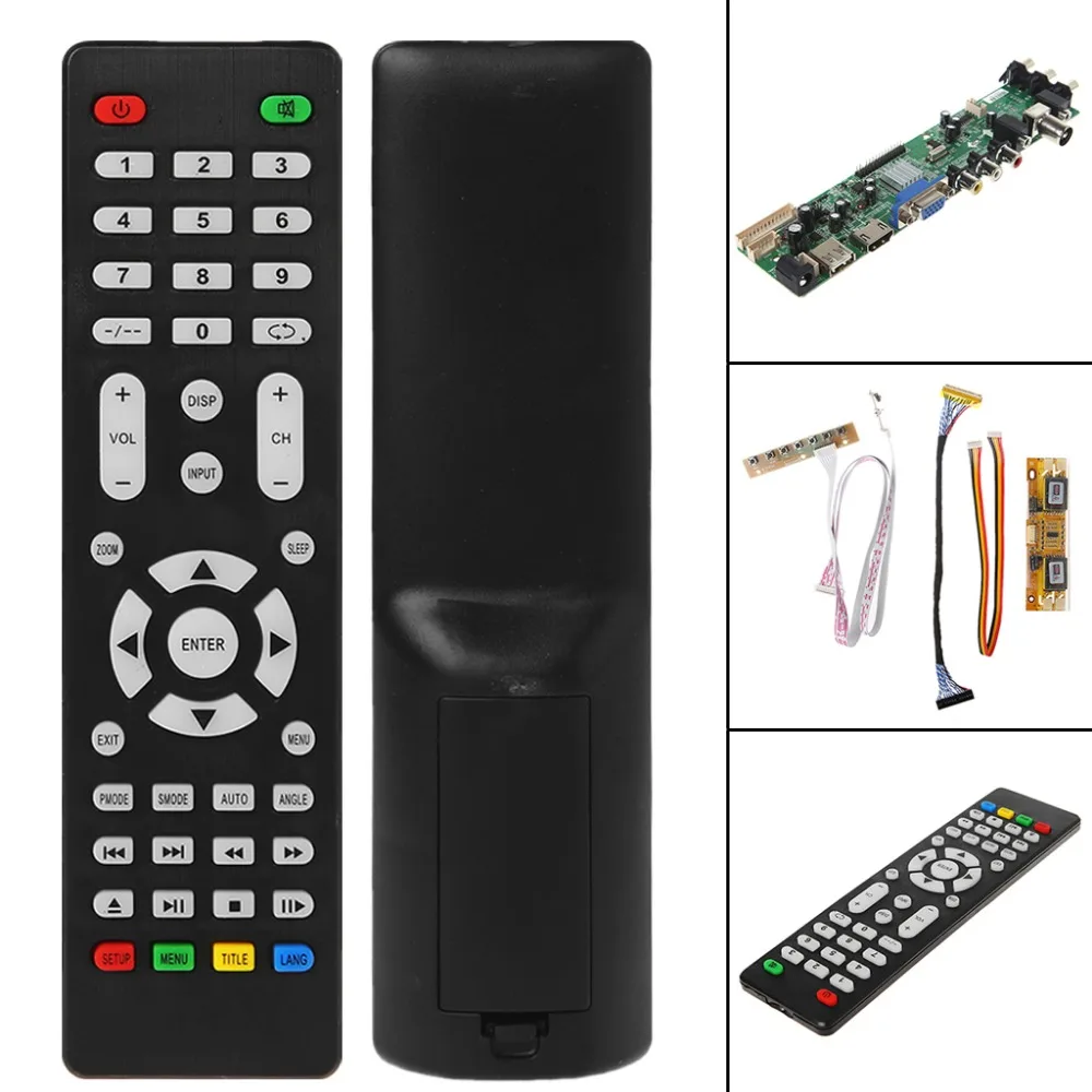 V56 V59 ЖК ТВ плата драйвера DVB T2 + 7 клавишный переключатель IR 4 лампы Инвертор LVDS