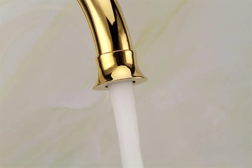 Бесплатная доставка Золотой смеситель с керамической ручкой для ванной комнаты
