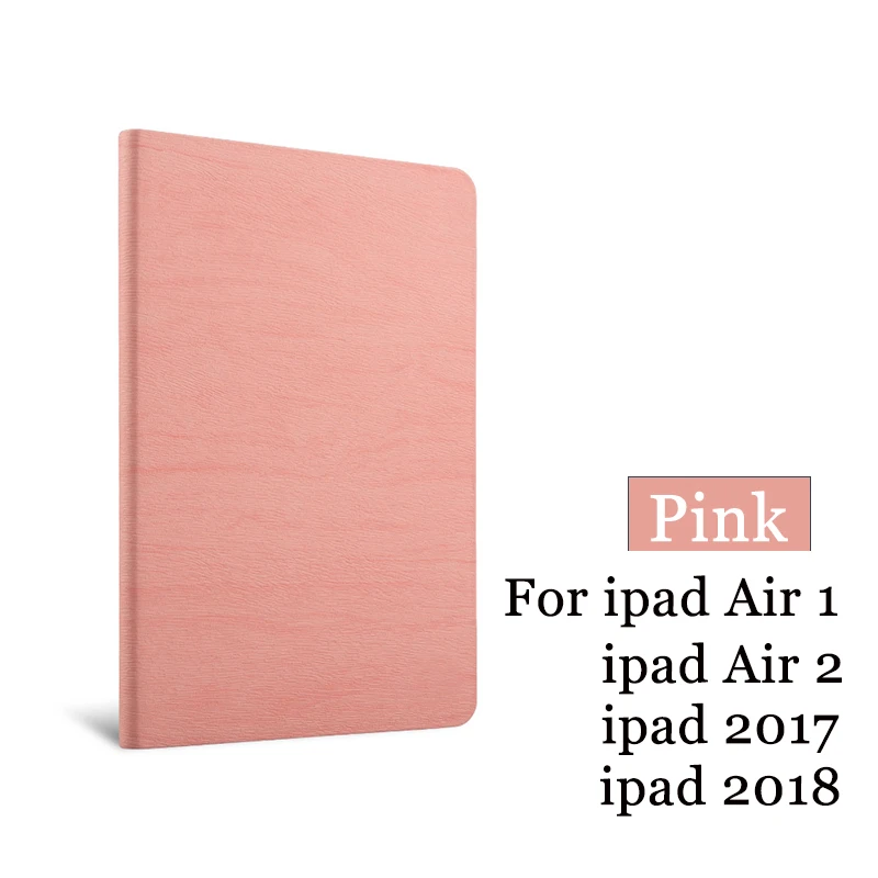 Чехол для iPad Air 2 Air 1, новинка, iPad,, 9,7 дюймов, простая искусственная кожа, умный чехол, чехол-книжка, чехол с автоматическим пробуждением - Цвет: Pink