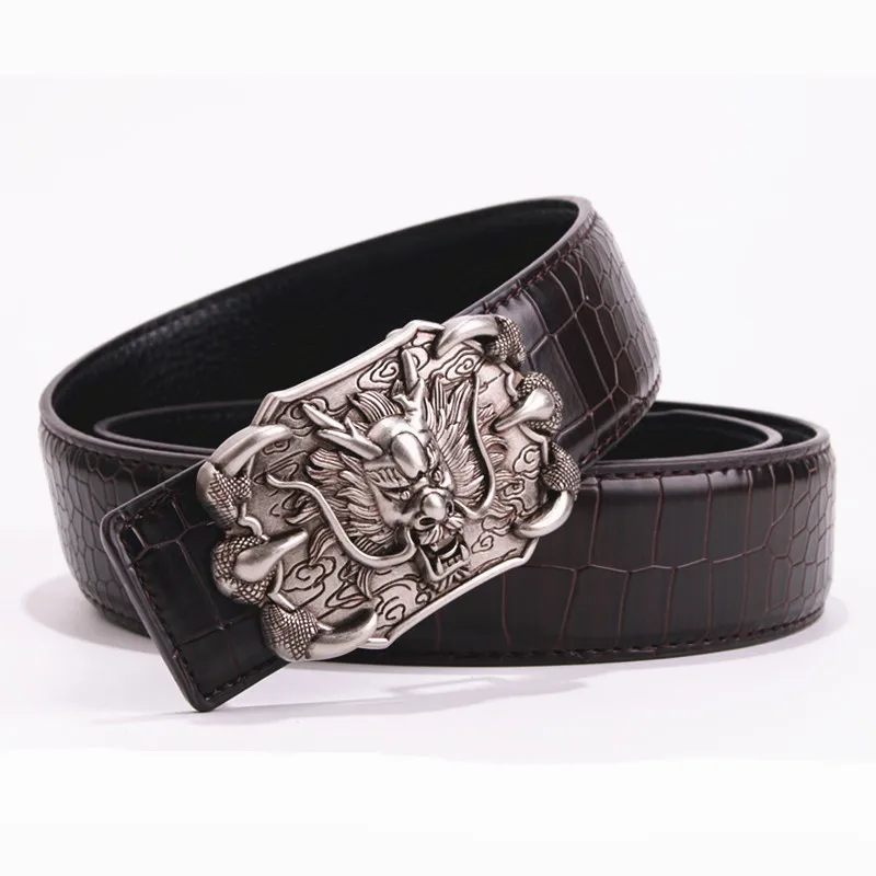 2017 Men's Top Belt Crocodile Tattoo Genuine Leather Men's Belt Luxury Tap Belt Free shipping
