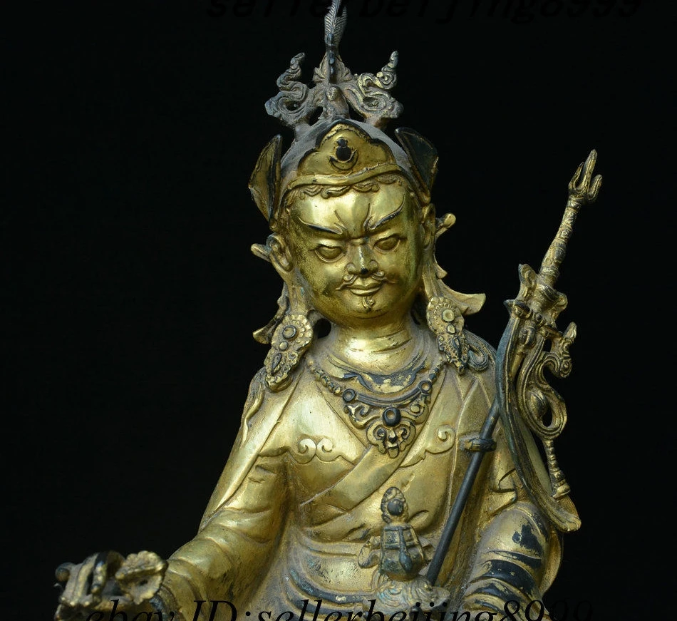 13 &quotТибетский буддизм Бронзовая позолота гуру Padmasambhava Rinpoche статуя Будды|Статуи и