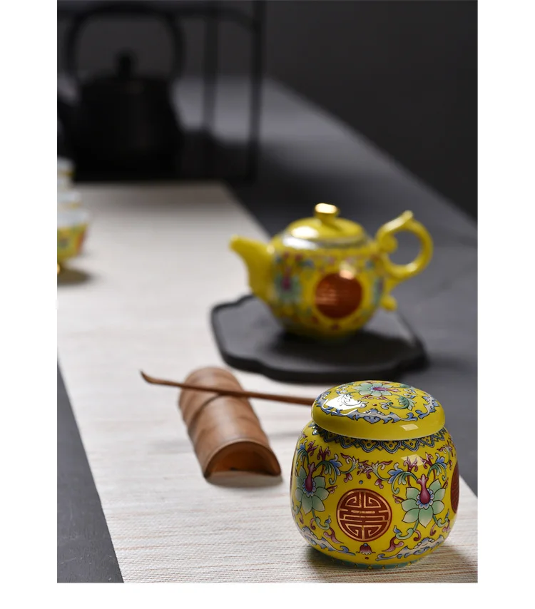 Chinese Palace Style Ceramic Tea Storage Box Tea Jars Delicate Tin Food Candy Jars Storage Container Quality Spices Storage Box