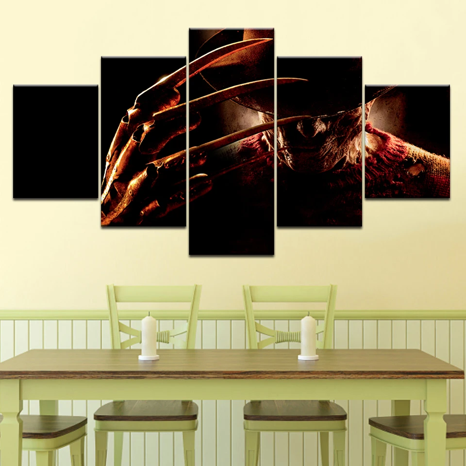 5 панелей &quotКошмар на улице Вязов&quot Фредди картины Wall Art шт. принты Фотографии
