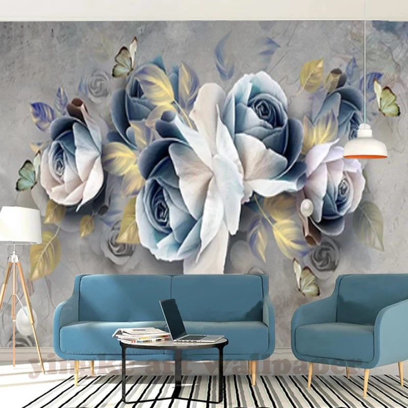 3d стереоскопические обои на заказ рельефные розы фотообои в стиле ретро