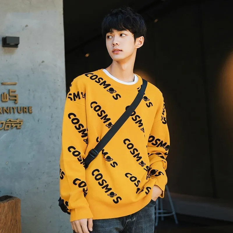 Letter Sweaters Men Autumn Thick Warm Mens Knitted Outerwear Casual Male Sweater Homme Hip Hop Spring Pullovers Clothes | Мужская одежда