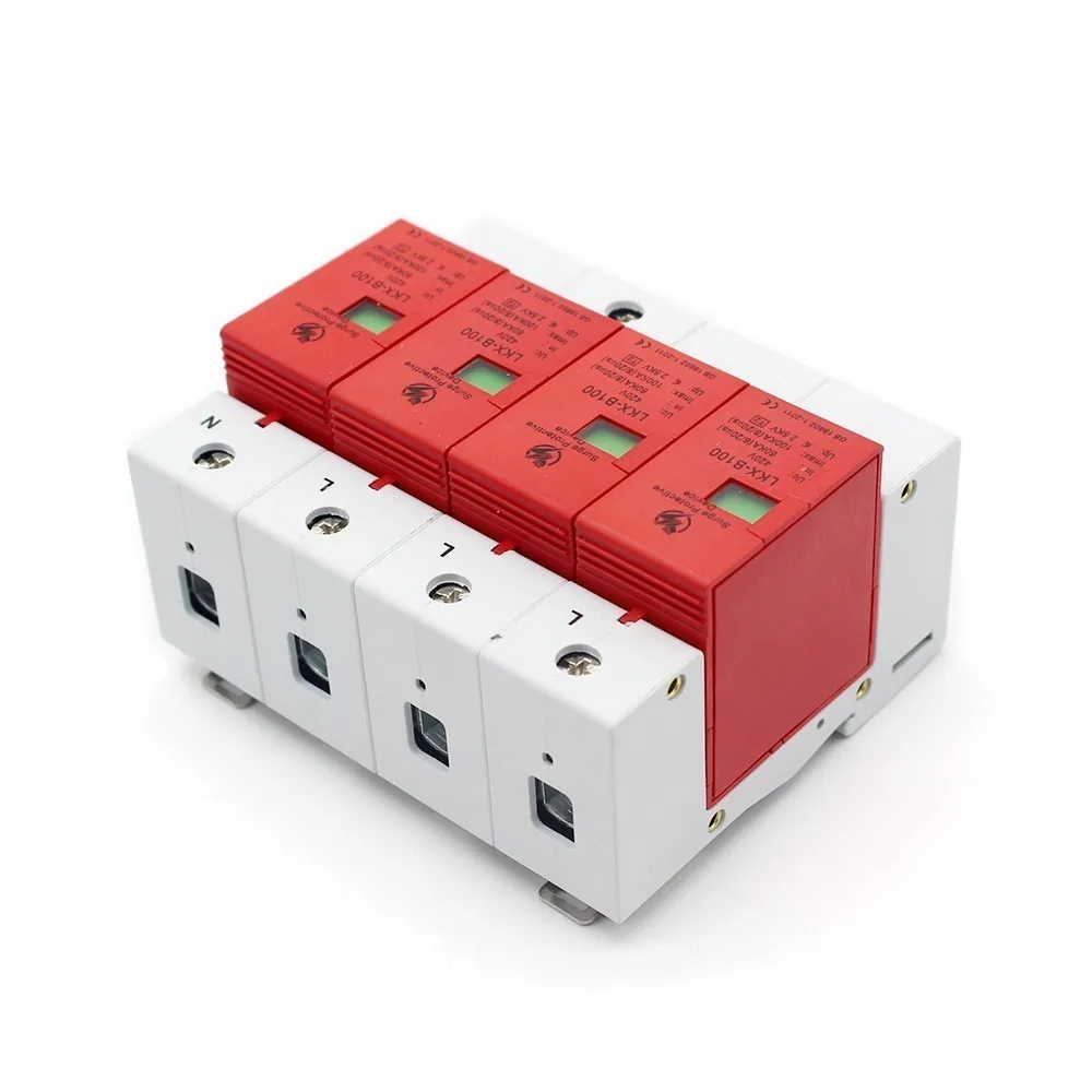 B100 4P 60KA ~ 100KA 385V AC 3P + N SPD домашний стабилизатор напряжения защитный низковольтный
