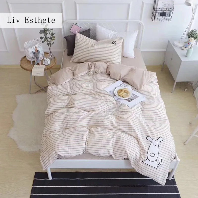 Liv_Esthete белый щенок мультфильм Постельное белье детей постельное 100% хлопок с
