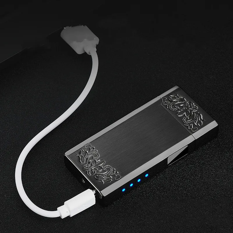 Новинка двухдуговая Usb Зажигалка Светодиодный дисплей питания электрическая
