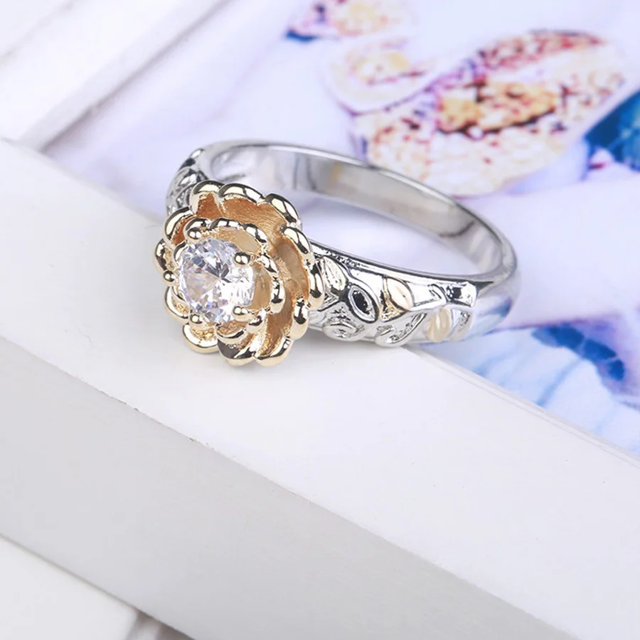 2017 Винтаж с цветочным принтом стекируемые кольцо для Для женщин Свадебные