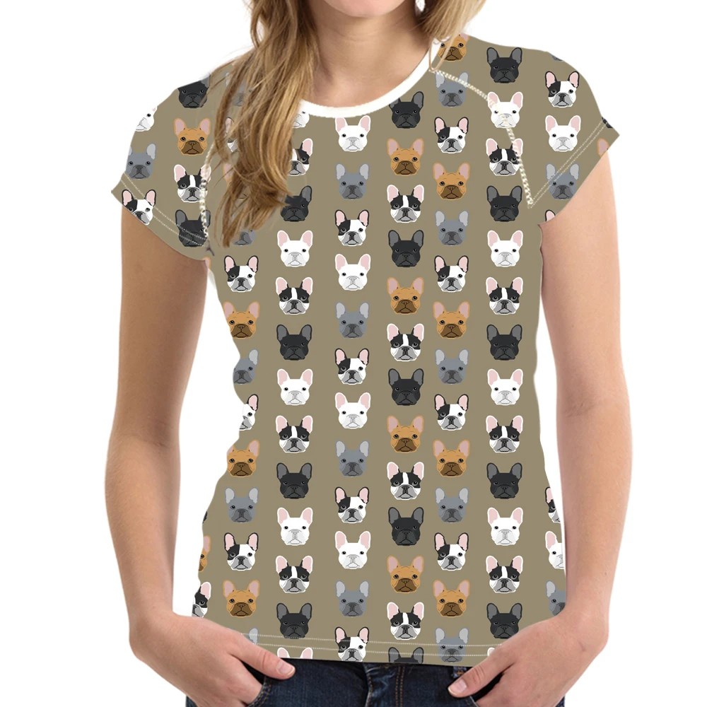 

NOISYDESIGNS French Bulldog T Shirt Tops Tee for Women Novelty Floral Style Summer Tshirt 3d Female Ladies T-shirt Spandex 2XL