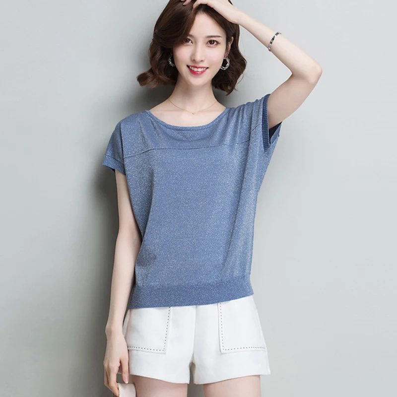 Летняя женская рубашка с рукавом летучая мышь летние шелковые топы коротким и