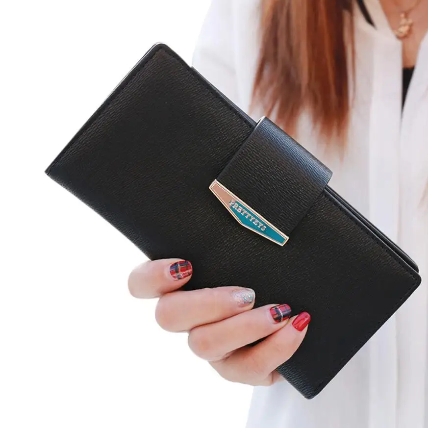 Женские кошельки двойной кожаный кошелек-клатч с отделением для карт Длинный