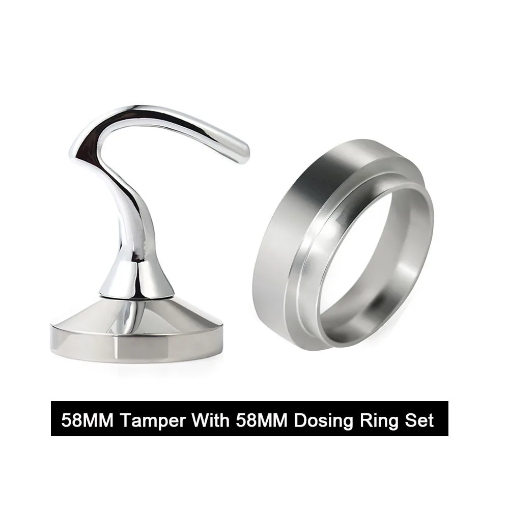 1 Tamper 1 Ring Нержавеющая сталь 58 мм трамбовочная кофемолка эспрессо инструмент Алюминиевый Дозирующее кольцо кофе трамбовочный набор для эспрессо Запчасти для кофеварки - Цвет: 1 Tamper 1 Ring