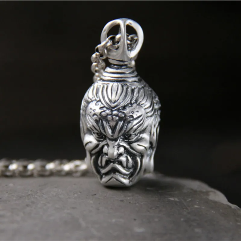 Двухсторонняя подвеска в виде дьявола из серебра 999 пробы для мужчин женская