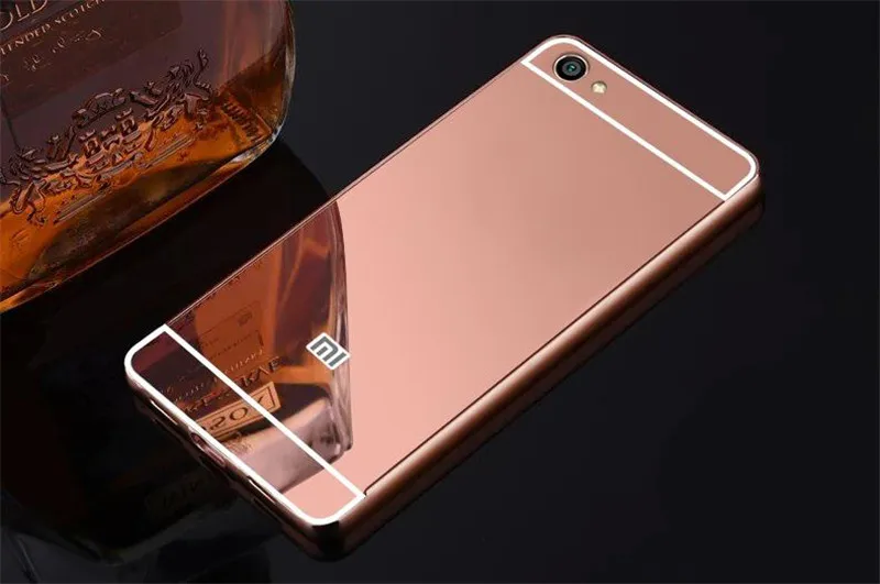 Rose Gold Роскошная защитная задняя крышка, алюминиевая рамка, золотой зеркальный чехол для redmi note 5a, чехол для телефона, чехол для redmi note 5A Pro prime - Цвет: Rose Gold
