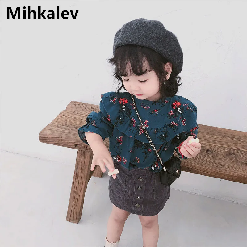 Mihkalev/блузки и рубашки для маленьких девочек Детские Топы И Футболки с длинными