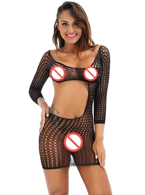 Sexi Женское боди Черное женское нижнее белье нейлоновое Ажурное сексуальное