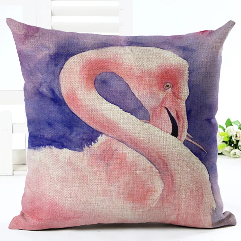 2016 новое поступление высокое качество бант поцелуй Фламинго принт Fundas хлопок лен