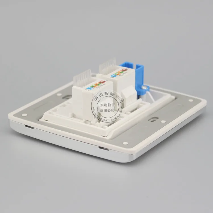 SC Opitcal волоконный разъем и двойной Cat5e RJ45 сетевой Lan цвет шампанского Лицевая