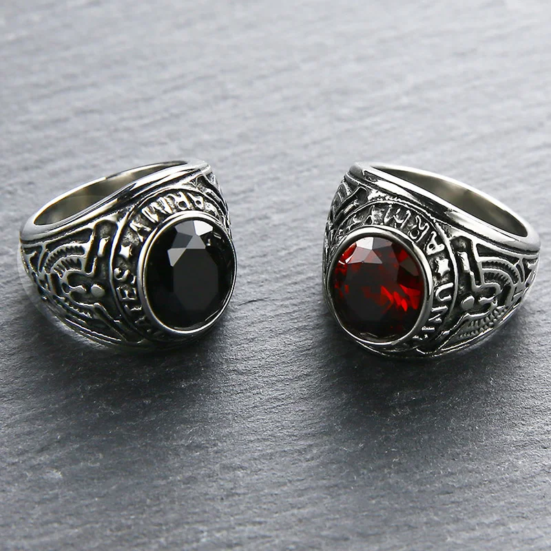 Valily Jewelry Для Мужчин's армии США кольцо с красный/зеленый/черный CZ камень нержавеющая сталь Винтаж американские военные кольца для Для женщин
