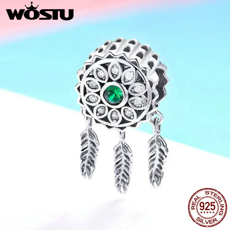 WOSTU 100% Стерлинговое Серебро 925 пробы Богемия Ловец снов бусы шарм подходит для