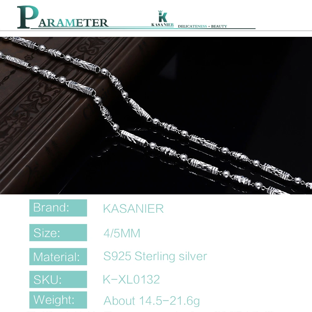 Мужское бамбуковое ожерелье KASANIER ювелирное изделие из 100% настоящего серебра S925