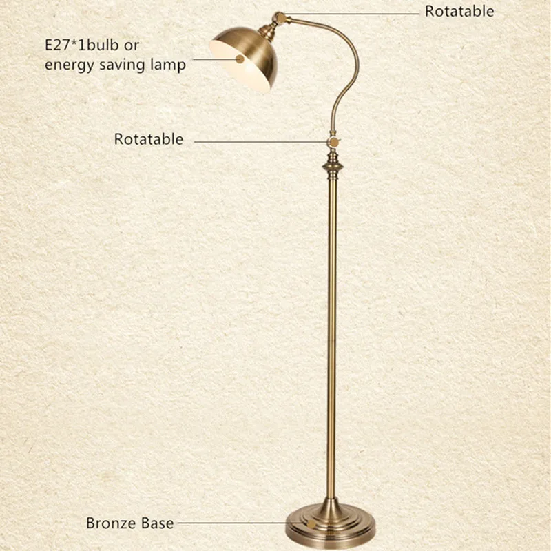 Роскошные Ретро торшер европейские антикварные Утюг Спальня Гостиная столовая