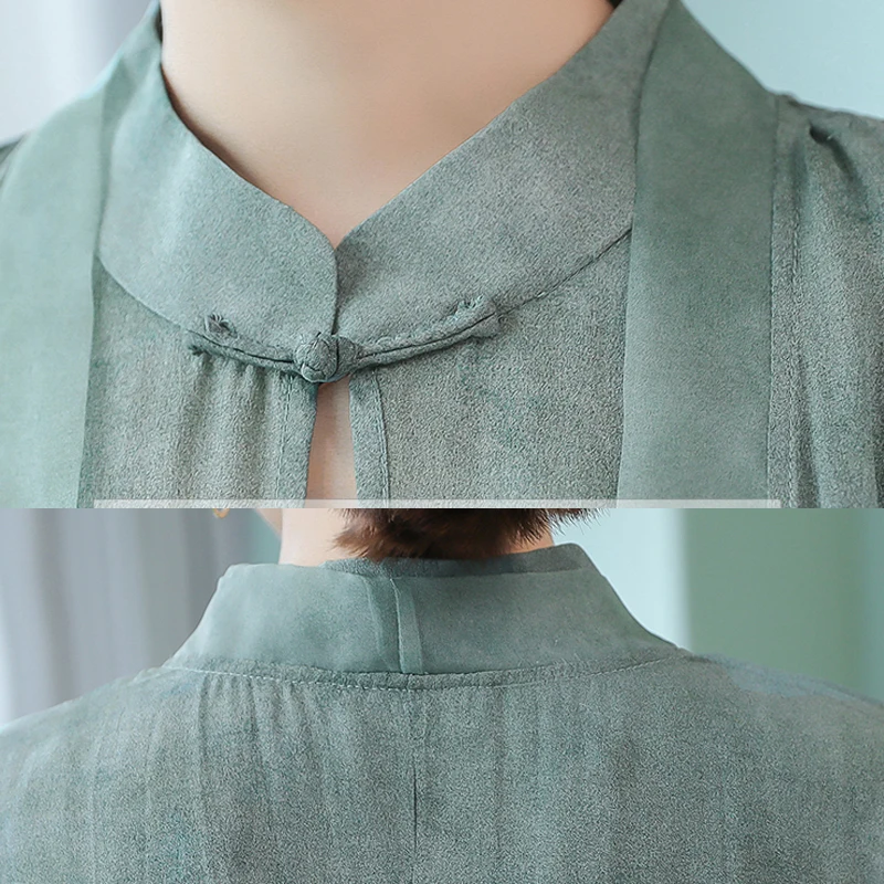 Зеленый Шелковый комплект из 2 предметов платье трапециевидной формы костюмы