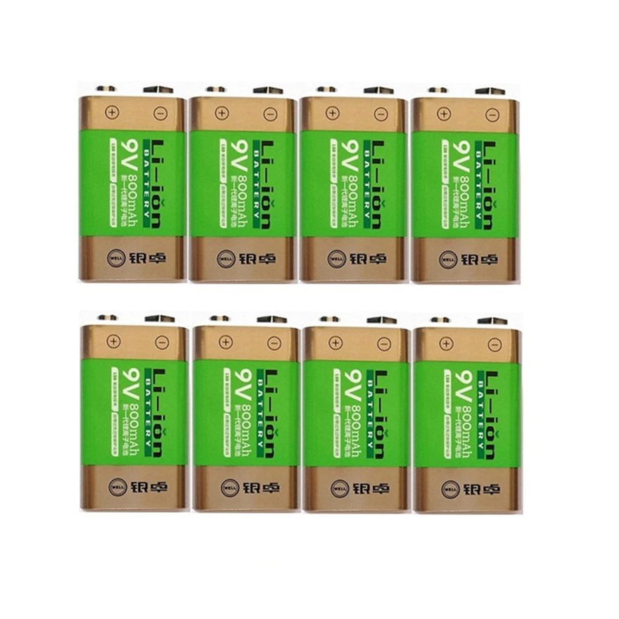 8pcs/lot Hot sale 800mAh lithium ion battery 9 V rechargeable for smoke detector wireless microphone | Электроника
