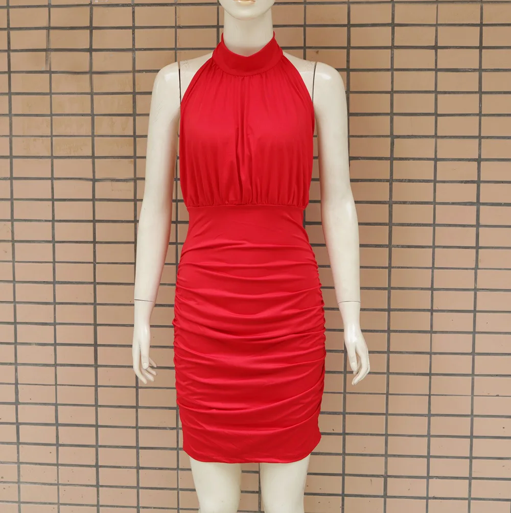 Женское облегающее платье с высокой талией Красное Облегающее мини-платье для
