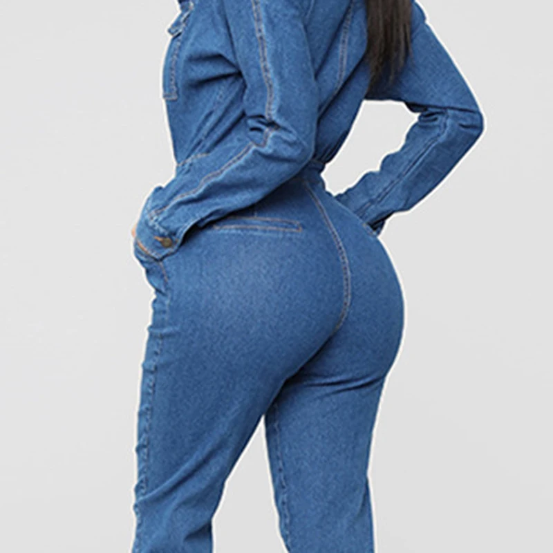 HEE GRAND/женские комбинезоны темно синие джинсовые с v образным вырезом женские