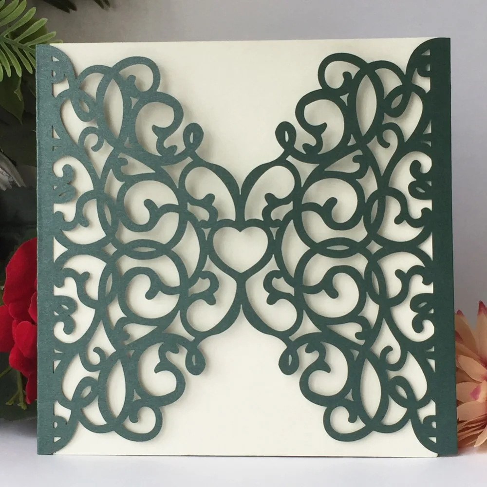 

50Pcs/Lot 24colors Laser Cut Wedding Engagement Invitations Cards Birthday Party Decorations Graduation Anniversary