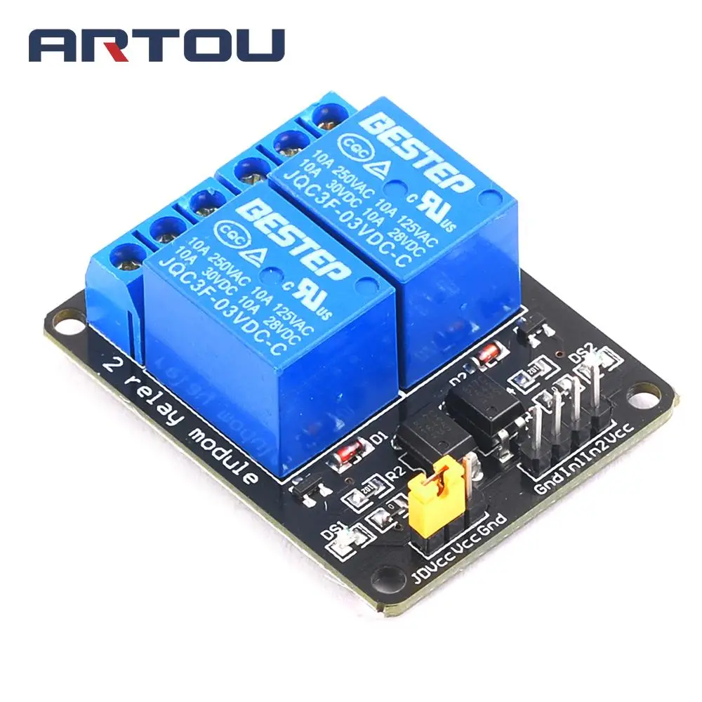 2 канальный релейный модуль 3 В в с оптроном выход ходовой для Arduino|Интегральные