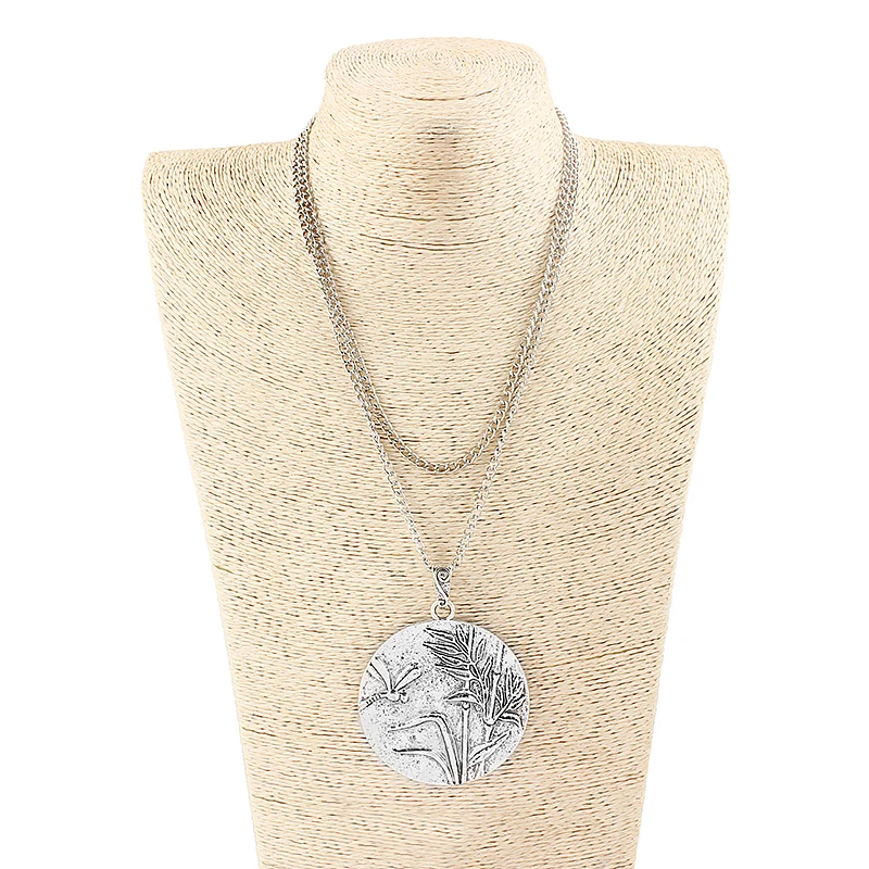 Оптовая продажа Большой Античный Серебристый Круглый женский кулон