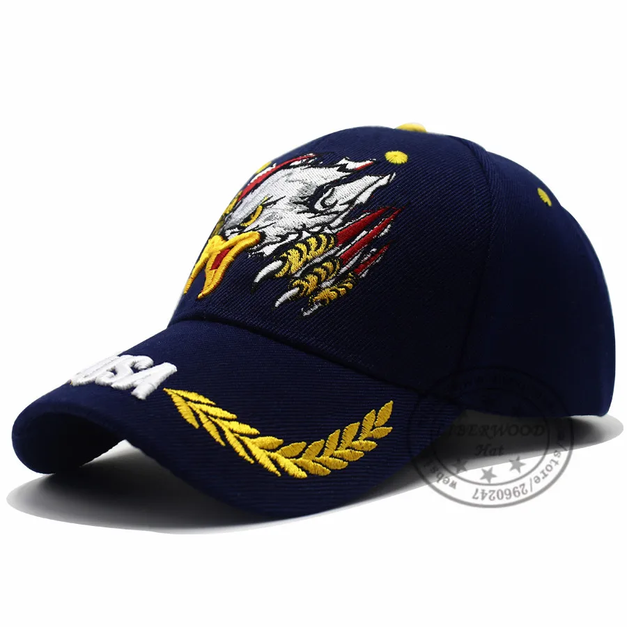 LIBERWOOD, США, темно-синяя шляпа с оливковой вышивкой, бейсболка, шапка native pride, орлиное перо, кепка, США, Кепка с орлом, унисекс - Цвет: eagle blue