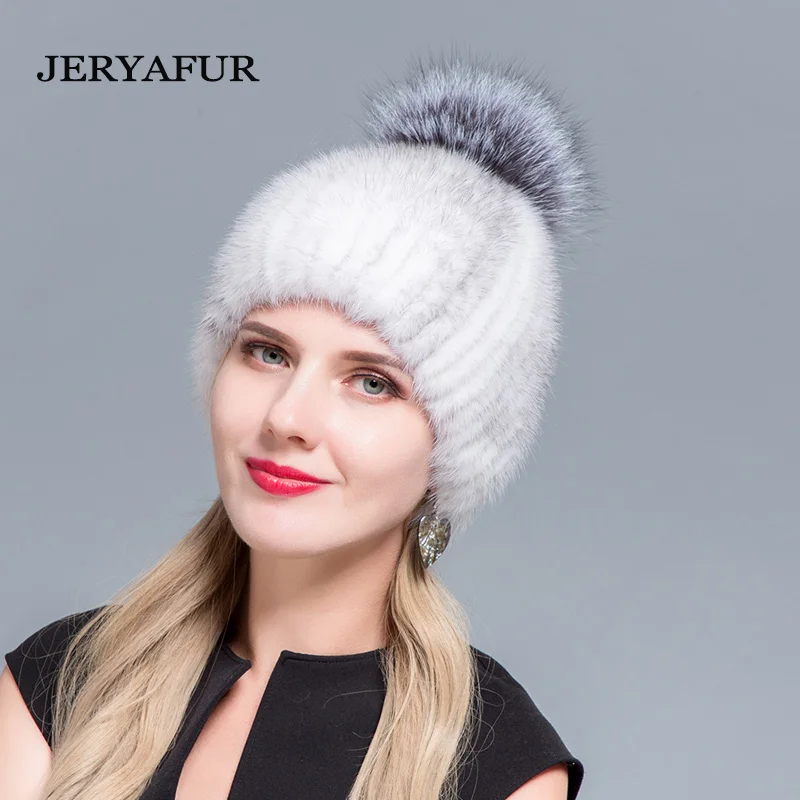 JERYAFUR/горячая Распродажа ручная меховая шапка бесплатная доставка зимние теплые