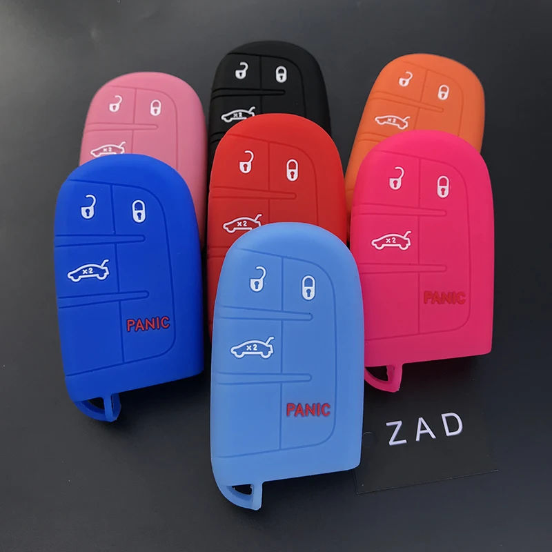 ZAD силиконовый чехол для автомобильного ключа CHRYSLER Dodge JEEP FIAT Smart Remote 3 + panic 4 кнопки