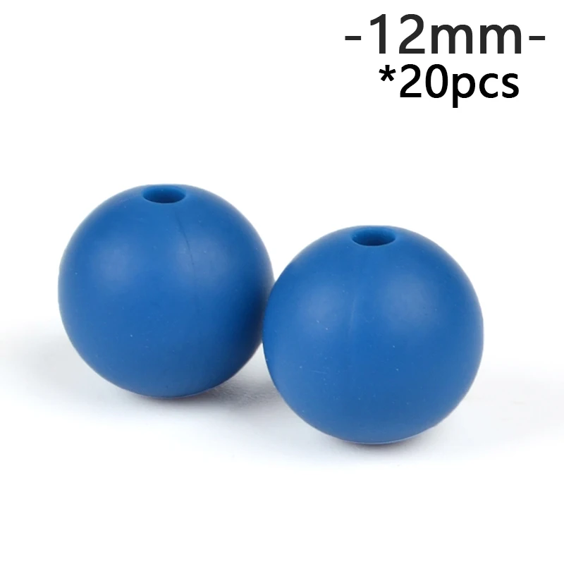 vivid blue LOFCA, 12 мм, 20 шт./лот, силиконовые бусины, рассыпчатые, сделай сам, жевательные, цветные, для прорезывания зубов, для младенцев, безопасный, Круглый Прорезыватель - Цвет: vivid blue